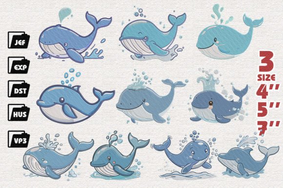 Review: Set of 10 Cute Blue Whales for Embroidery